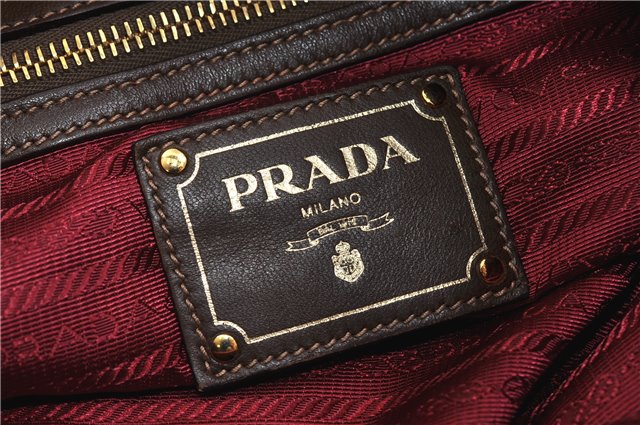 Authentic PRADA Nylon Leather Shoulder Tote Drawstring Bag Purse Red 7248C