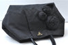 Authentic PRADA Nylon Tessuto Leather Flower Motif Hand Tote Bag Black 7248E