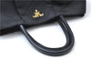 Authentic PRADA Nylon Tessuto Leather Flower Motif Hand Tote Bag Black 7248E