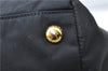 Authentic PRADA Nylon Tessuto Leather Flower Motif Hand Tote Bag Black 7248E