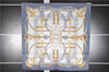 Authentic HERMES Carre 90 Scarf "Grand Manege" Silk Gray Box 7249F