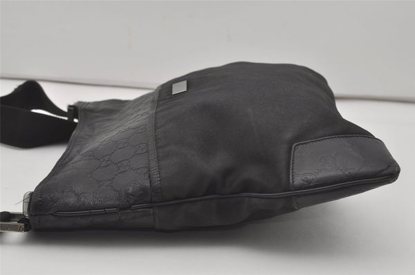 Authentic GUCCI Guccissima Shoulder Bag GG Leather Nylon 161822 Black 7250I