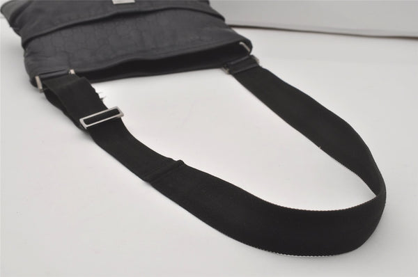 Authentic GUCCI Guccissima Shoulder Bag GG Leather Nylon 161822 Black 7250I