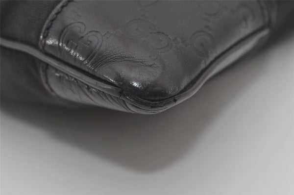 Authentic GUCCI Guccissima Shoulder Bag GG Leather Nylon 161822 Black 7250I