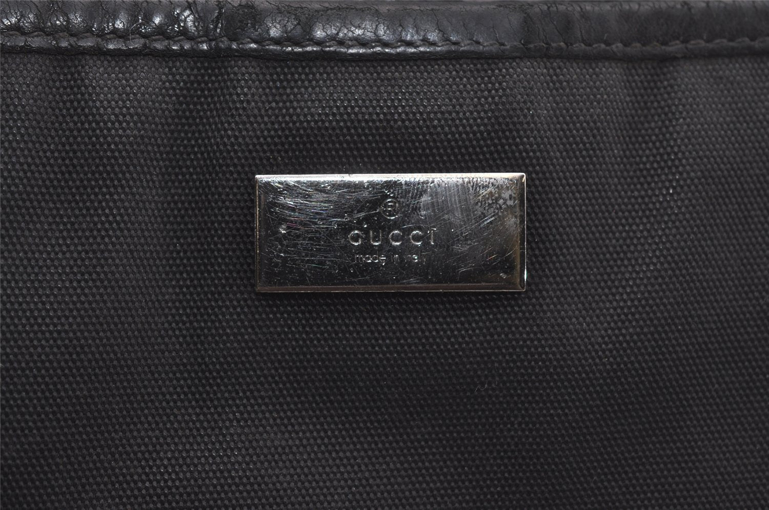 Authentic GUCCI Guccissima Shoulder Bag GG Leather Nylon 161822 Black 7250I