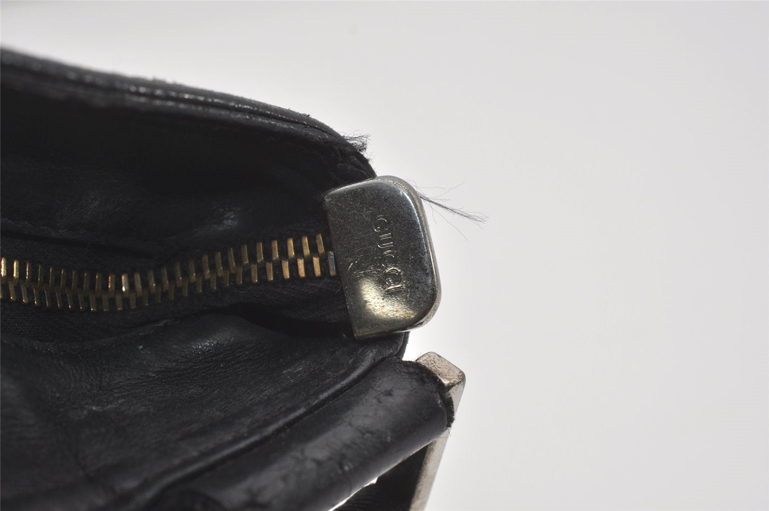 Authentic GUCCI Guccissima Shoulder Bag GG Leather Nylon 161822 Black 7250I