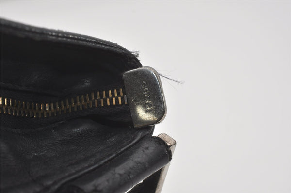 Authentic GUCCI Guccissima Shoulder Bag GG Leather Nylon 161822 Black 7250I