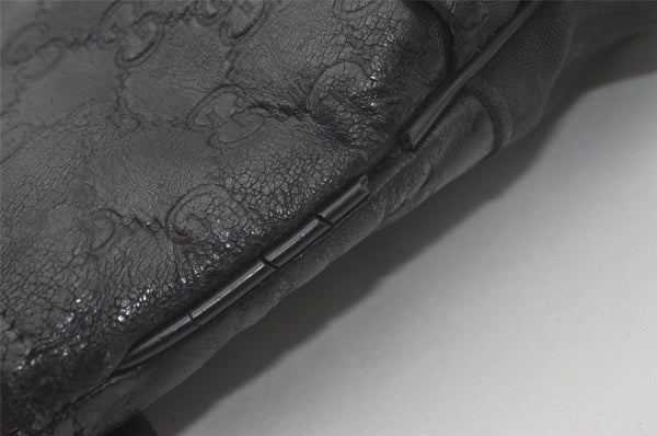 Authentic GUCCI Guccissima Shoulder Bag GG Leather Nylon 161822 Black 7250I