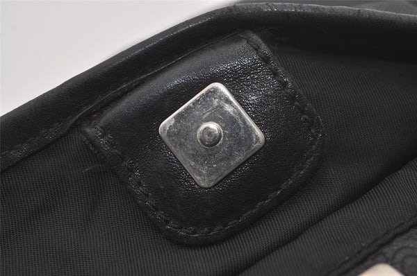 Authentic GUCCI Guccissima Shoulder Bag GG Leather Nylon 161822 Black 7250I