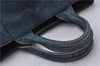 Authentic PRADA Canapa Canvas Tote Hand Bag Purse B1877B Denim Blue 7251C