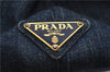 Authentic PRADA Canapa Canvas Tote Hand Bag Purse B1877B Denim Blue 7251C