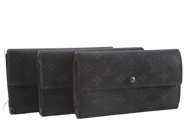 Auth Louis Vuitton Monogram Porte Tresor International Wallet M61215 3Set 7255D