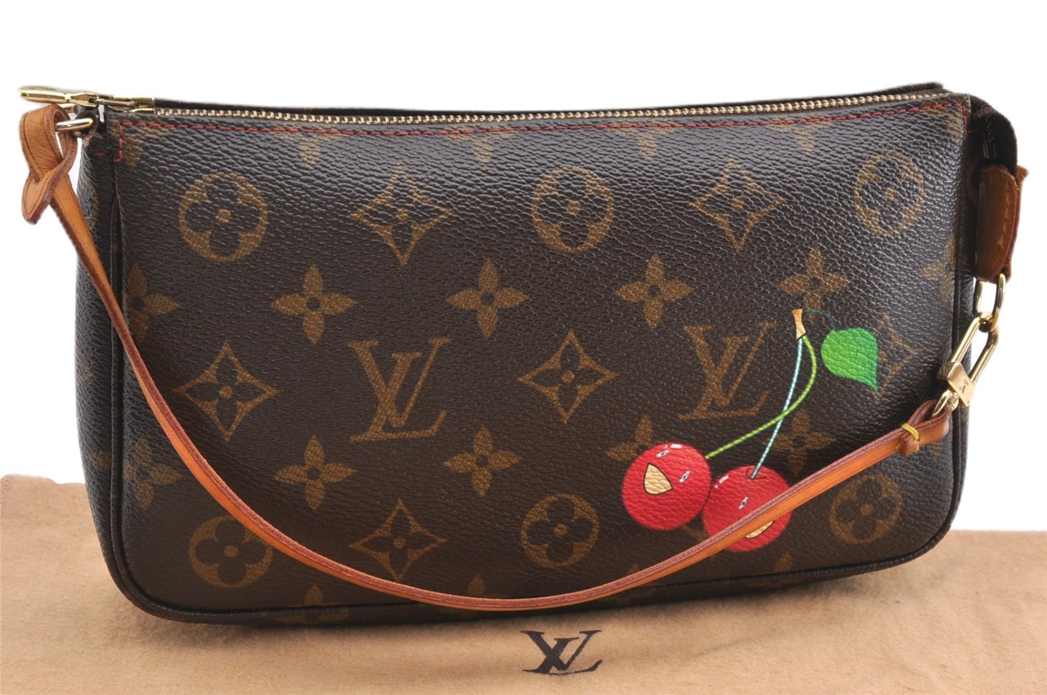 Auth Louis Vuitton Monogram Cherry Pochette Accessoires M95008 Hand Pouch 7255F