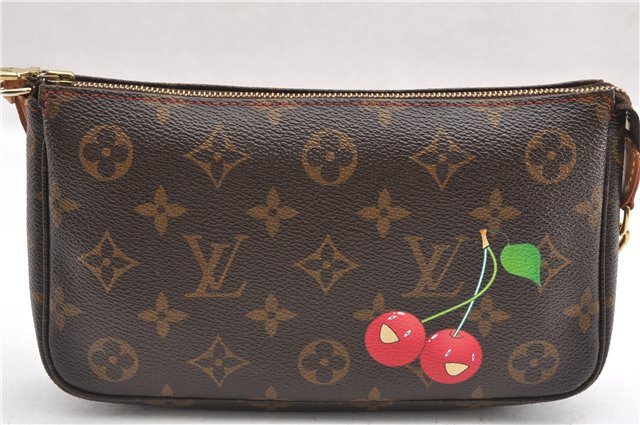 Auth Louis Vuitton Monogram Cherry Pochette Accessoires M95008 Hand Pouch 7255F