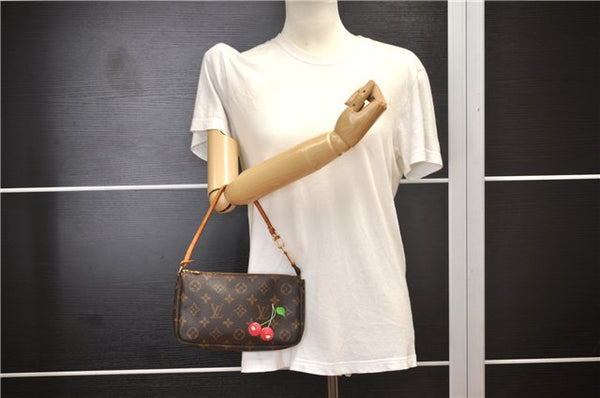 Auth Louis Vuitton Monogram Cherry Pochette Accessoires M95008 Hand Pouch 7255F