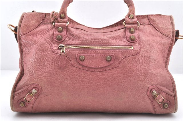 Authentic BALENCIAGA Giant City 2Way Hand Bag Leather 281770 Pink 7256E