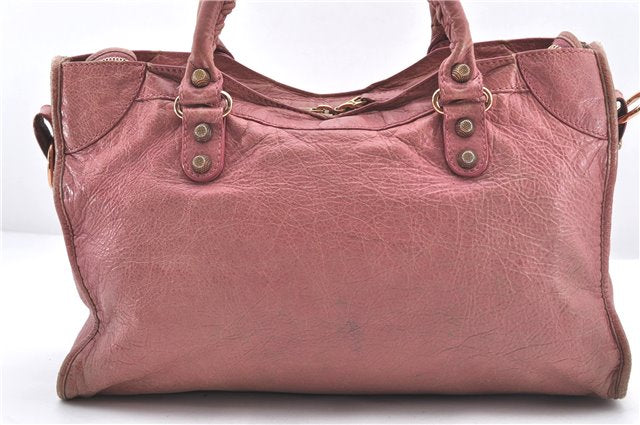 Authentic BALENCIAGA Giant City 2Way Hand Bag Leather 281770 Pink 7256E