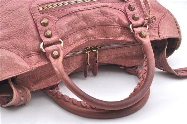 Authentic BALENCIAGA Giant City 2Way Hand Bag Leather 281770 Pink 7256E