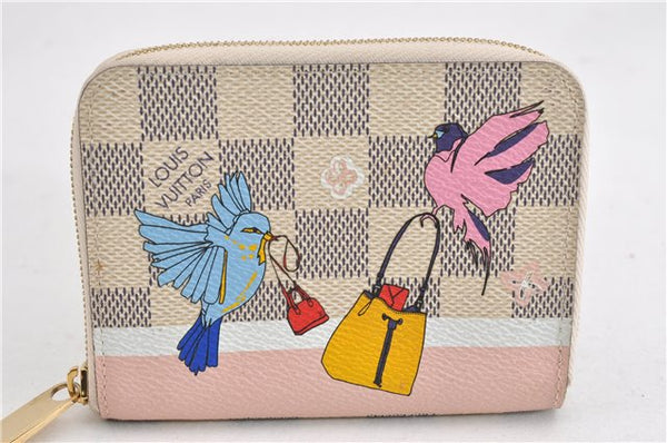 Auth Louis Vuitton Damier Azur Zippy Coin Purse Wallet Bird N60138 Box 7259F