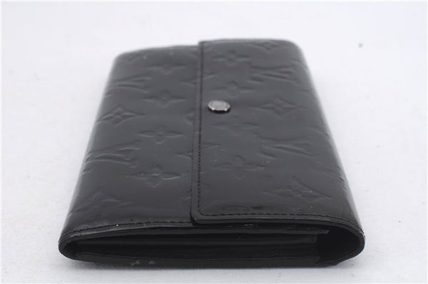 Authentic Louis Vuitton Vernis Portefeuille Sarah Wallet Black M90080 LV 7260D