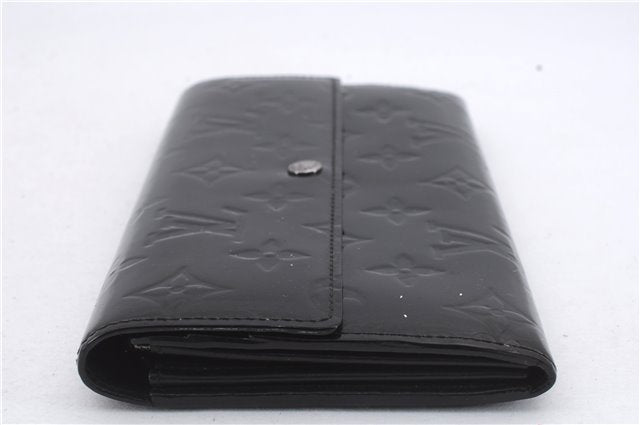 Authentic Louis Vuitton Vernis Portefeuille Sarah Wallet Black M90080 LV 7260D