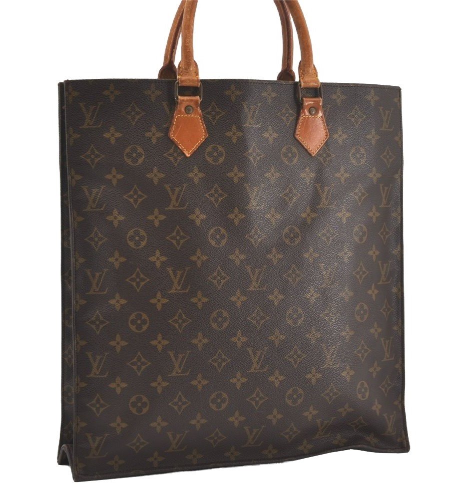 Authentic Louis Vuitton Monogram Sac Plat Hand Tote Bag M51140 LV 7260I