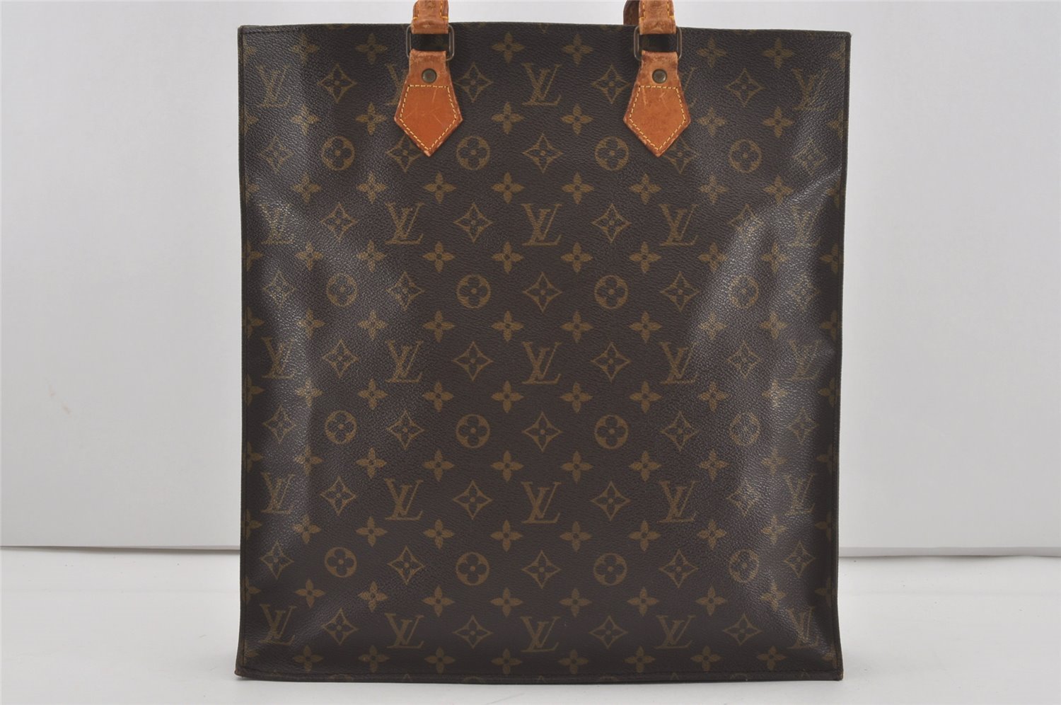 Authentic Louis Vuitton Monogram Sac Plat Hand Tote Bag M51140 LV 7260I