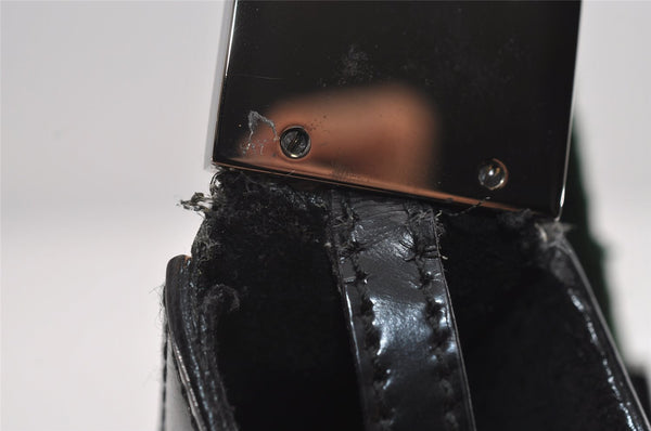 Authentic GUCCI Web Sherry Line Shoulder Cross Body Bag Enamel Black 7262I