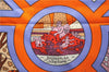 Authentic HERMES Carre 90 Scarf "Flanerie a Versailles" Silk Orange 7263E