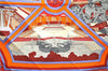 Authentic HERMES Carre 90 Scarf "Flanerie a Versailles" Silk Orange 7263E