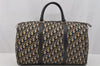 Authentic Christian Dior Trotter Hand Boston Bag Canvas Leather Blue 7263I