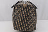 Authentic Christian Dior Trotter Hand Boston Bag Canvas Leather Blue 7263I