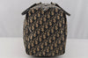 Authentic Christian Dior Trotter Hand Boston Bag Canvas Leather Blue 7263I