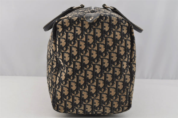 Authentic Christian Dior Trotter Hand Boston Bag Canvas Leather Blue 7263I