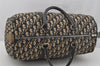 Authentic Christian Dior Trotter Hand Boston Bag Canvas Leather Blue 7263I