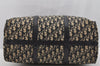 Authentic Christian Dior Trotter Hand Boston Bag Canvas Leather Blue 7263I