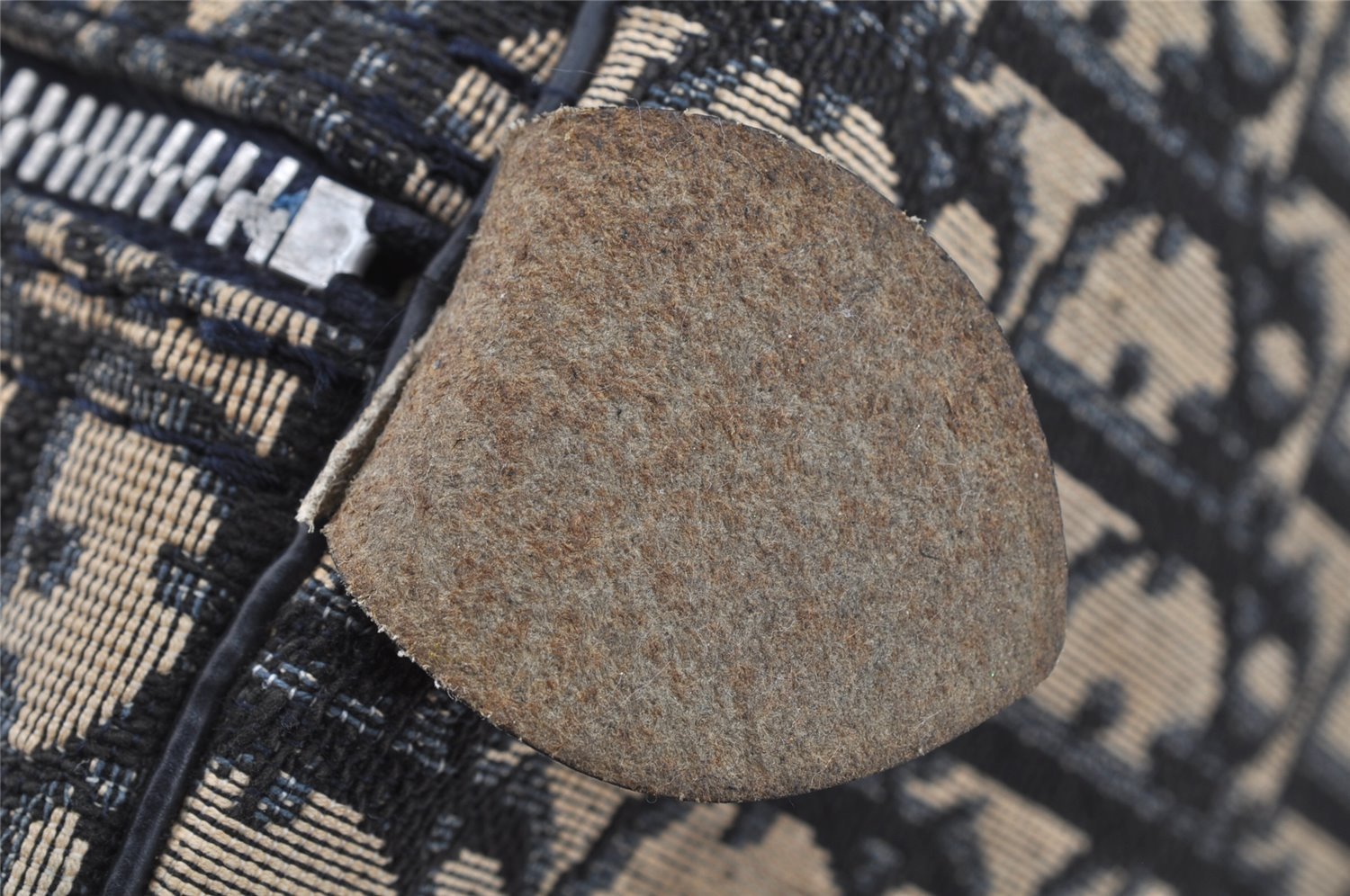 Authentic Christian Dior Trotter Hand Boston Bag Canvas Leather Blue 7263I