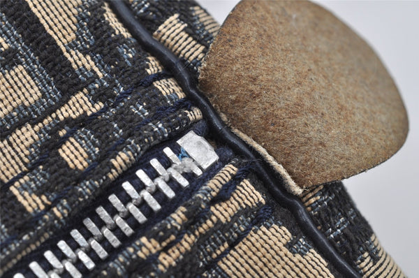 Authentic Christian Dior Trotter Hand Boston Bag Canvas Leather Blue 7263I