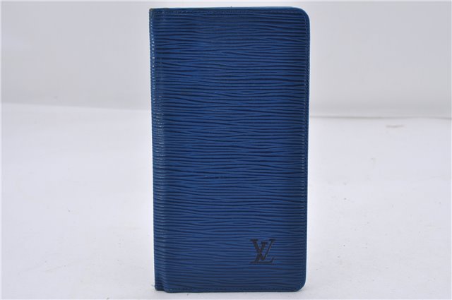 Auth Louis Vuitton Epi Epi Porte Cartes Credit Yen Wallet Blue Black 3Set 7264D