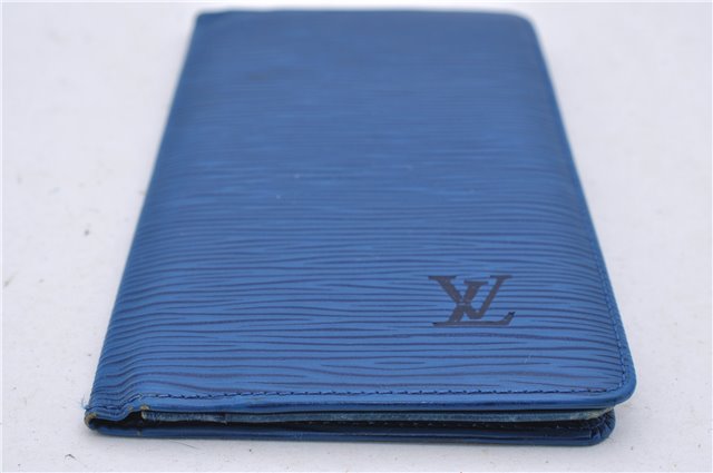 Auth Louis Vuitton Epi Epi Porte Cartes Credit Yen Wallet Blue Black 3Set 7264D