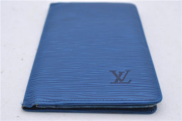 Auth Louis Vuitton Epi Epi Porte Cartes Credit Yen Wallet Blue Black 3Set 7264D