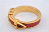 Authentic HERMES Scarf Ring Boucle Sellier Belt Design Red Gold Box 7264E