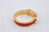 Authentic HERMES Scarf Ring Boucle Sellier Belt Design Red Gold Box 7264E