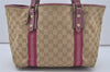 Authentic GUCCI Sherry Line Tote Bag GG Canvas Leather 137396 Beige 7265I