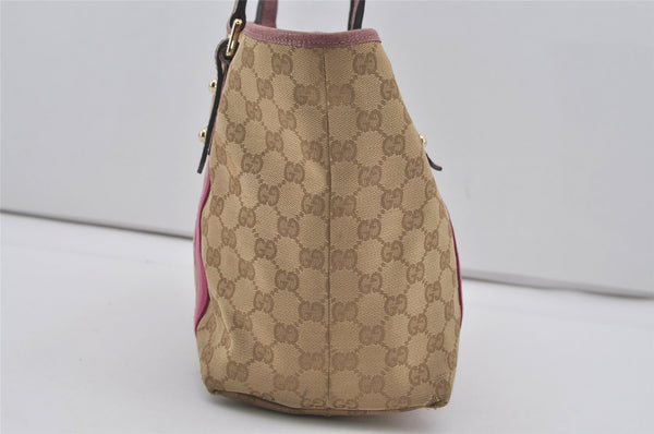 Authentic GUCCI Sherry Line Tote Bag GG Canvas Leather 137396 Beige 7265I