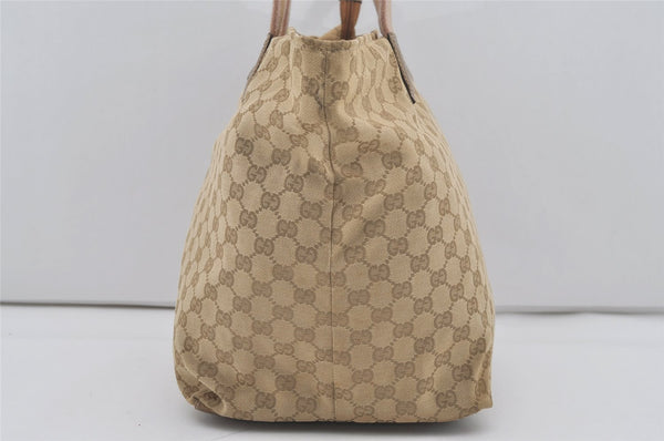 Authentic GUCCI Sherry Line Tote Bag GG Canvas Leather 131231 Beige 7268I