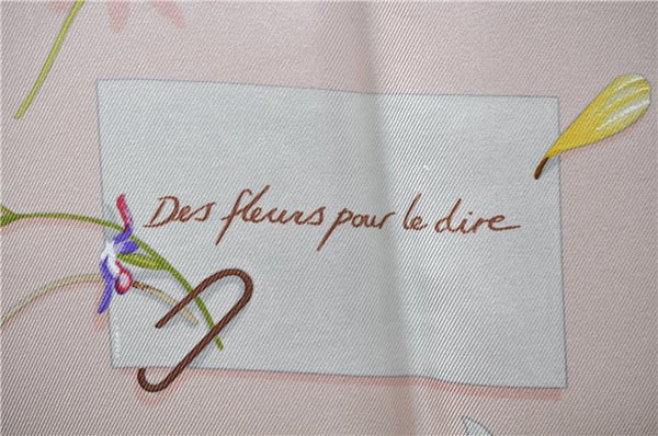 Authentic HERMES Carre 90 Scarf "Des fleurs pour le dire" Silk Pink Box 7273E