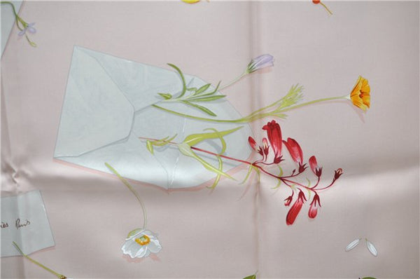 Authentic HERMES Carre 90 Scarf "Des fleurs pour le dire" Silk Pink Box 7273E