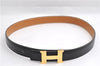 Authentic HERMES Mini Constance Leather Belt Size 65cm 25.6" Black Brown 7275E