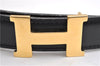 Authentic HERMES Mini Constance Leather Belt Size 65cm 25.6" Black Brown 7275E